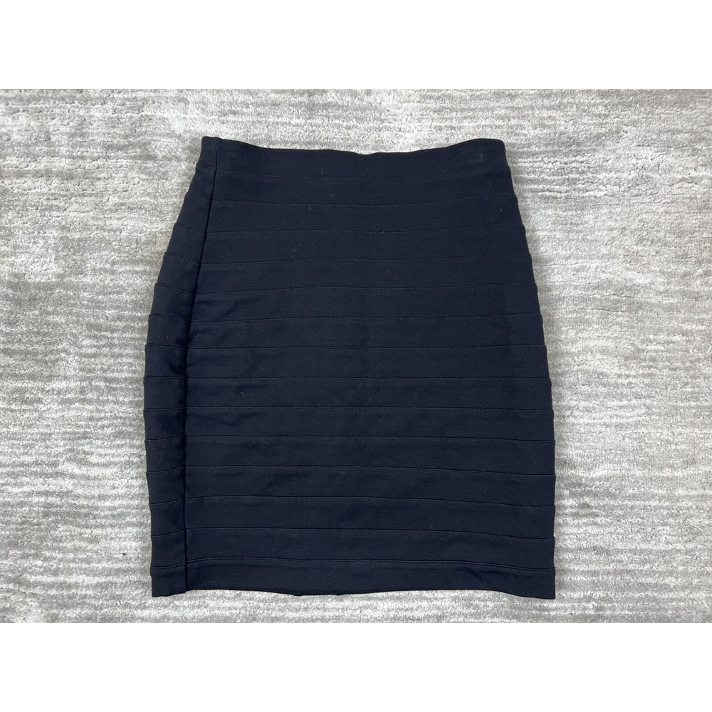 Express Design Studio Skirt Womens 2 Black Bandageโ Mini Bodycon Tiered Stretch